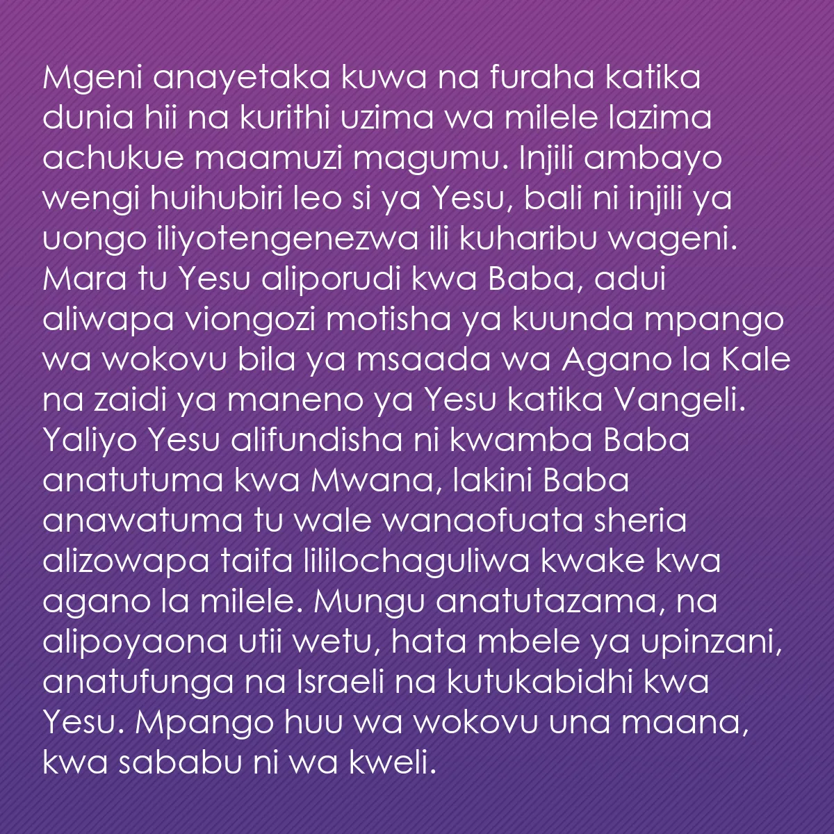 0031 - Chapisho kuhusu Sheria ya Mungu: Mgeni anayetaka kuwa na furaha katika dunia hii na...