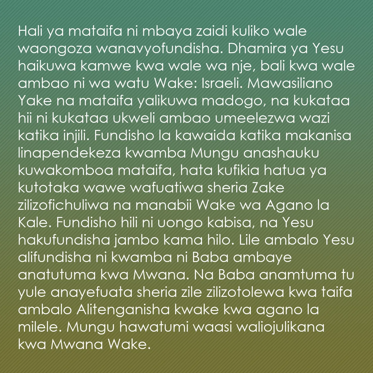 0063 - Chapisho kuhusu Sheria ya Mungu: Hali ya mataifa ni mbaya zaidi kuliko wale waongoza...