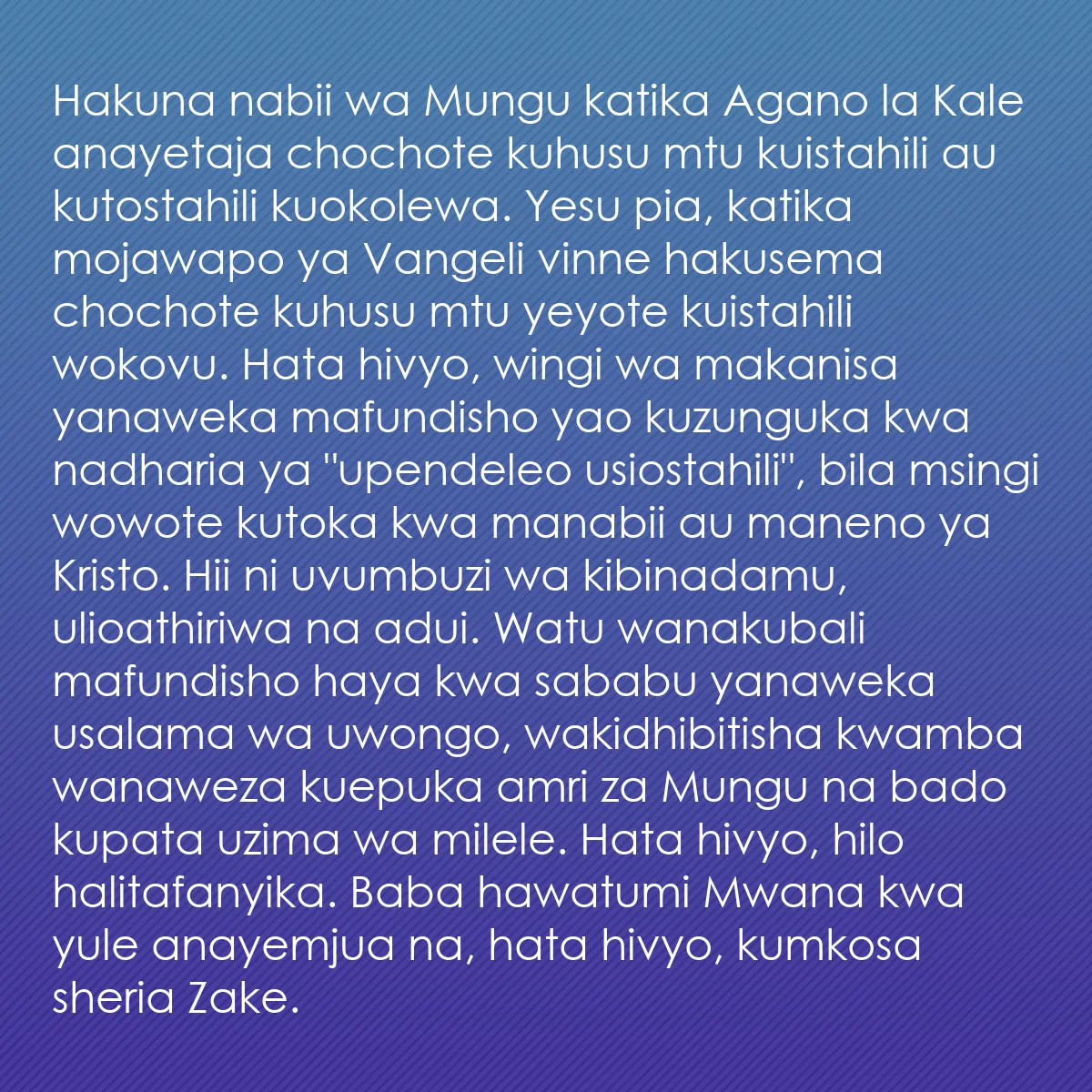 0127 - Chapisho kuhusu Sheria ya Mungu: Hakuna nabii wa Mungu katika Agano la Kale anayetaja...