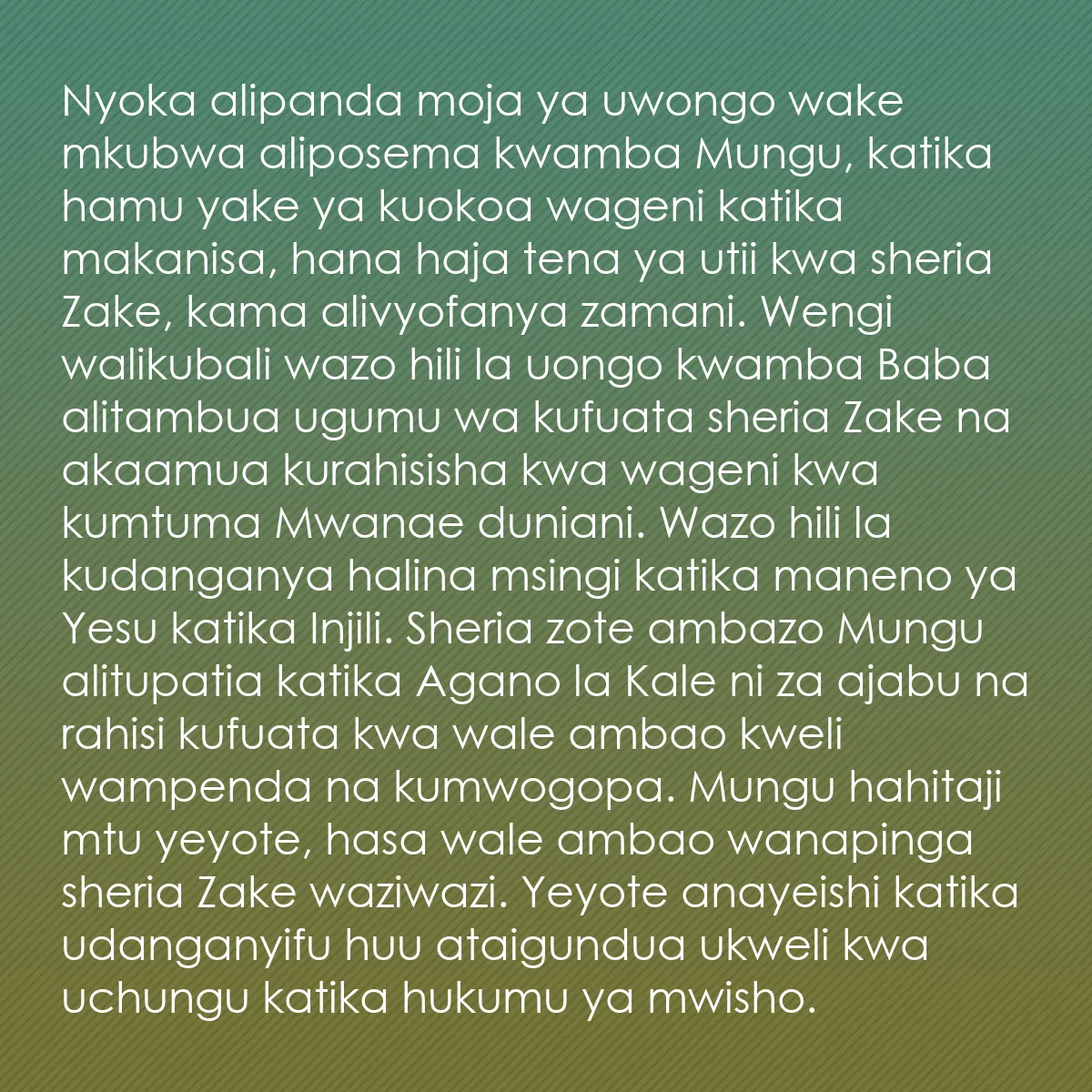 0143 - Chapisho kuhusu Sheria ya Mungu: Nyoka alipanda moja ya uwongo wake mkubwa aliposema...