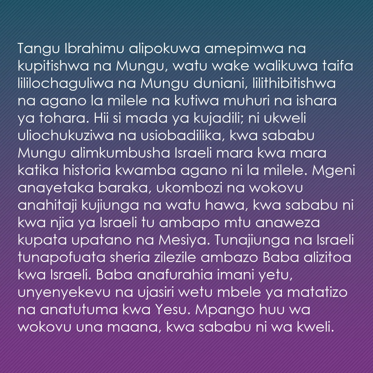 0174 - Chapisho kuhusu Sheria ya Mungu: Tangu Ibrahimu alipokuwa amepimwa na kupitishwa na...