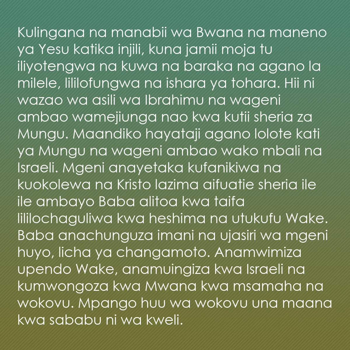 0183 - Chapisho kuhusu Sheria ya Mungu: Kulingana na manabii wa Bwana na maneno ya Yesu katika...