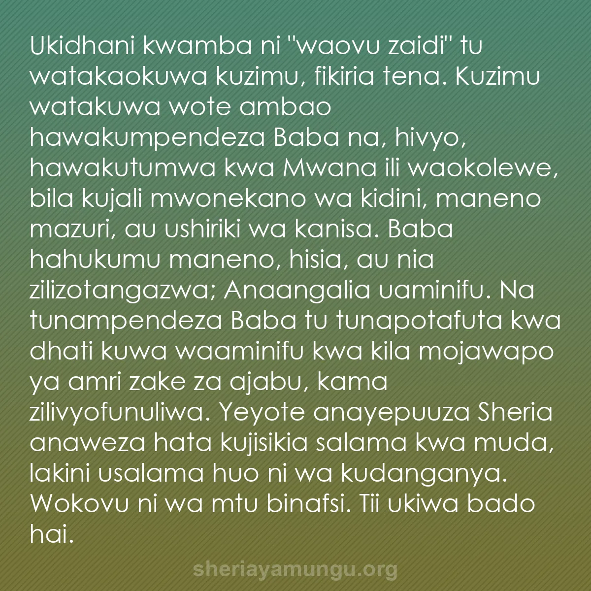 b0123 - Chapisho kuhusu Sheria ya Mungu: Ukidhani kwamba ni "waovu zaidi" tu watakaokuwa kuzimu, fikiria...
