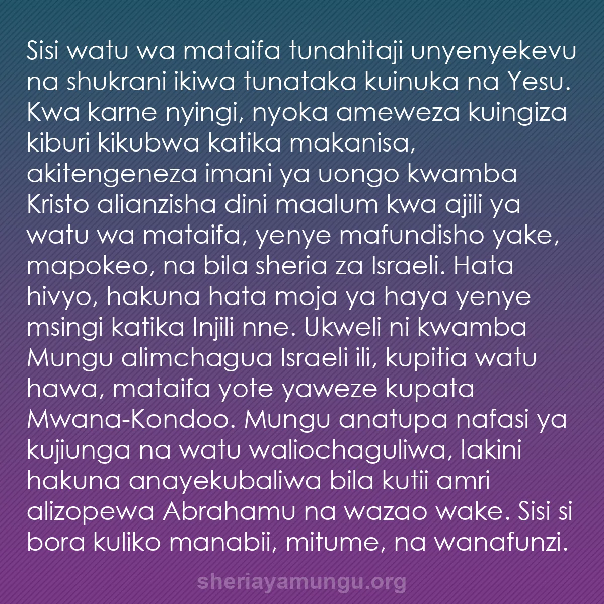 b0414 - Chapisho kuhusu Sheria ya Mungu: Sisi watu wa mataifa tunahitaji unyenyekevu na shukrani ikiwa...